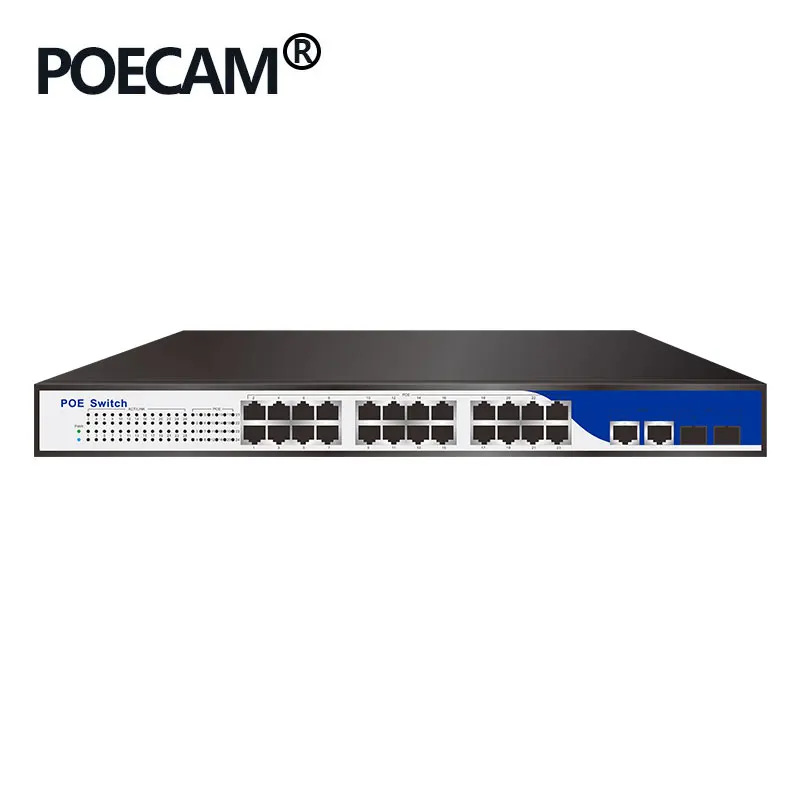 

power pin IEEE802.3af/at active poe switch 24 port 1U 19" rack mount power supply network poe 400w with 2 gigabit sfp/rj45