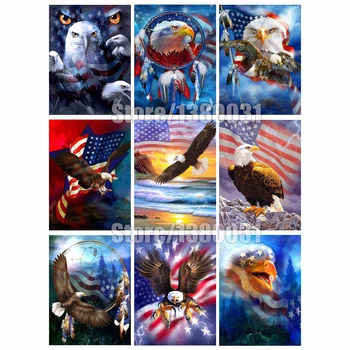 

Full Diamond DIY Diamond Painting Eagle Flag Diamond Embroidered Cross Embroidery Mosaic Home Decoration TT1219