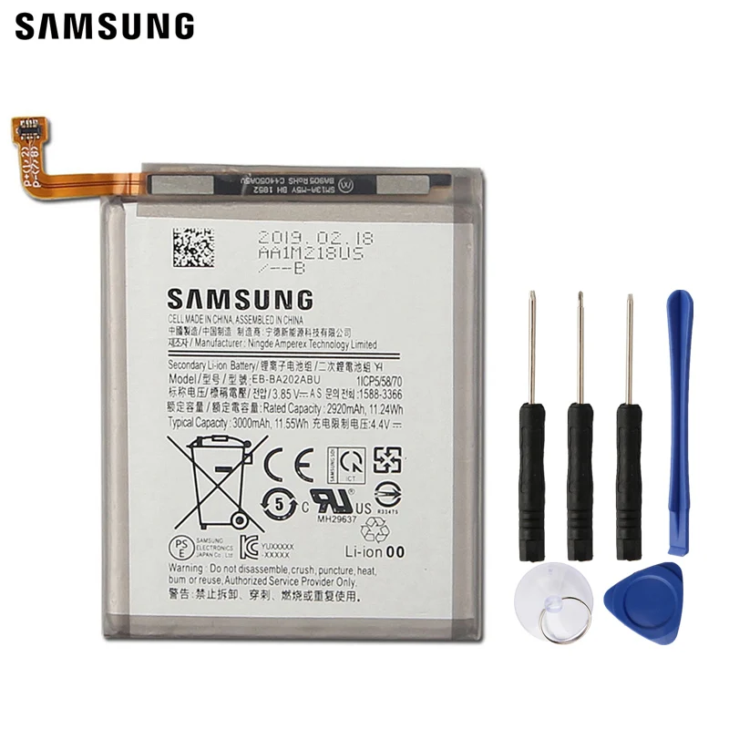 Samsung Original Replacement Battery EB-BA202ABU For Galaxy A20 A20e Authentic Phone Battery 3000mAh