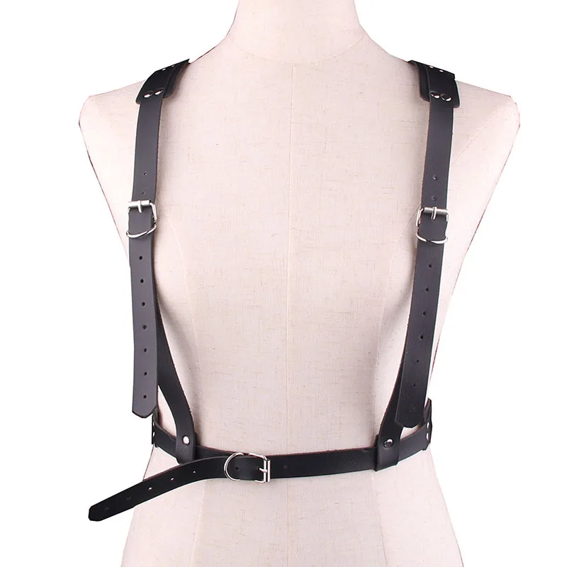 Fashion Casual Suit Straps Slim Waist Garter Belts Women Sexy Goth Faux Leather Harness Body Belt Suspenders Sculpting Chest top chest straps punk cupless bra top leather harness belt body bondage fashion chest straps studded rivet cropped