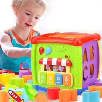 

Baby Educational Toys Activity Cube Busy Box Musical Toys Gear Clock Geometric Blocks Sorting Matching Game Training Kids