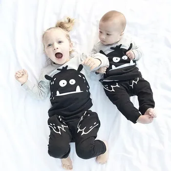 

Infant Baby Clothes Sets Newborn Girls Boys Cute Monster Pattern Clothes Set Baby Sweatshirts+Legging 2Pcs Winter Costume Outfit