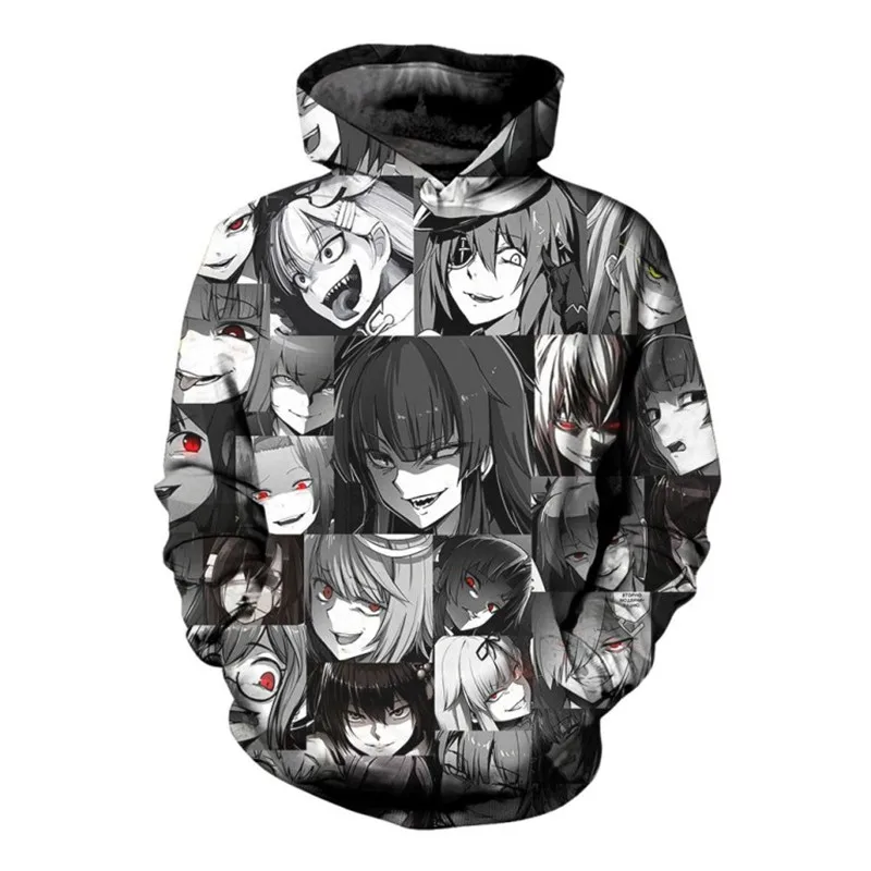 

SOSHIRL Black Cat Devil Anime Hoodie Cool Do You What Your Face Hoodies Punk Sweatshirt Winter Pullover Unisex Hiphop Streetwear