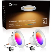 

Lumary 2-pcs Smart Recessed Downlight 4'' 9W RGBWW Wi-Fi Lights Music Sync Simple Retrofit Work with Alexa Google Assistant