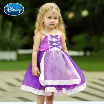 

Disney Children's Wear Long Hair Princess Birthday Princess Dress Gown Small Purple Cute Girls Dress