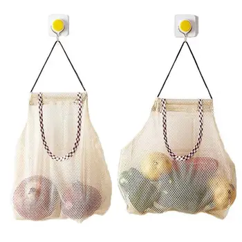

2Pcs Kitchen Garlic Ginger Mesh Storage Bag Vegetable Onion Potato Storage Hanging BagHollow Breathable Mesh Bag (2pcs Garlic Gi