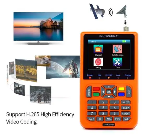 Белый Ibraveboox V9 Finder поддерживает h.265 Цифровой спутниковый Finder lcd цифровой спутниковый сигнал Finder Meter sat finder 3,5 дюймов - Цвет: Белый