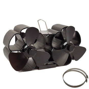 

6-Blade Twin Motor Double Heat Powered Wood Stove Fan with - Ultra Quiet Fireplace Wood Burning Eco Fan for Efficient Heat