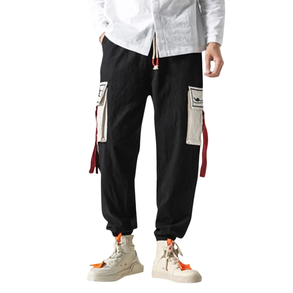 Feitong мужские крутые брюки с несколькими карманами Свободные Мужские Классные хип-хоп новые модные Джоггеры мужские брюки уличная одежда большого размера M-5XL