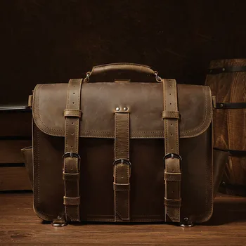 

Vintage Crazy horse Genuine Leather Men Travel Bags Luggage Travel Bag Leather Men Duffle Bag Large Men Weekend Bag