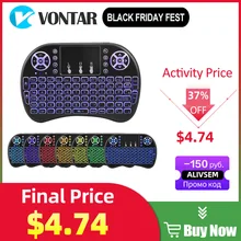 Kablosuz klavye arkadan aydınlatmalı i8 İngilizce/rusça/İspanyolca/fransız Mini Touchpad ile hava fare uzaktan kumanda TV kutusu X96 H96 Max