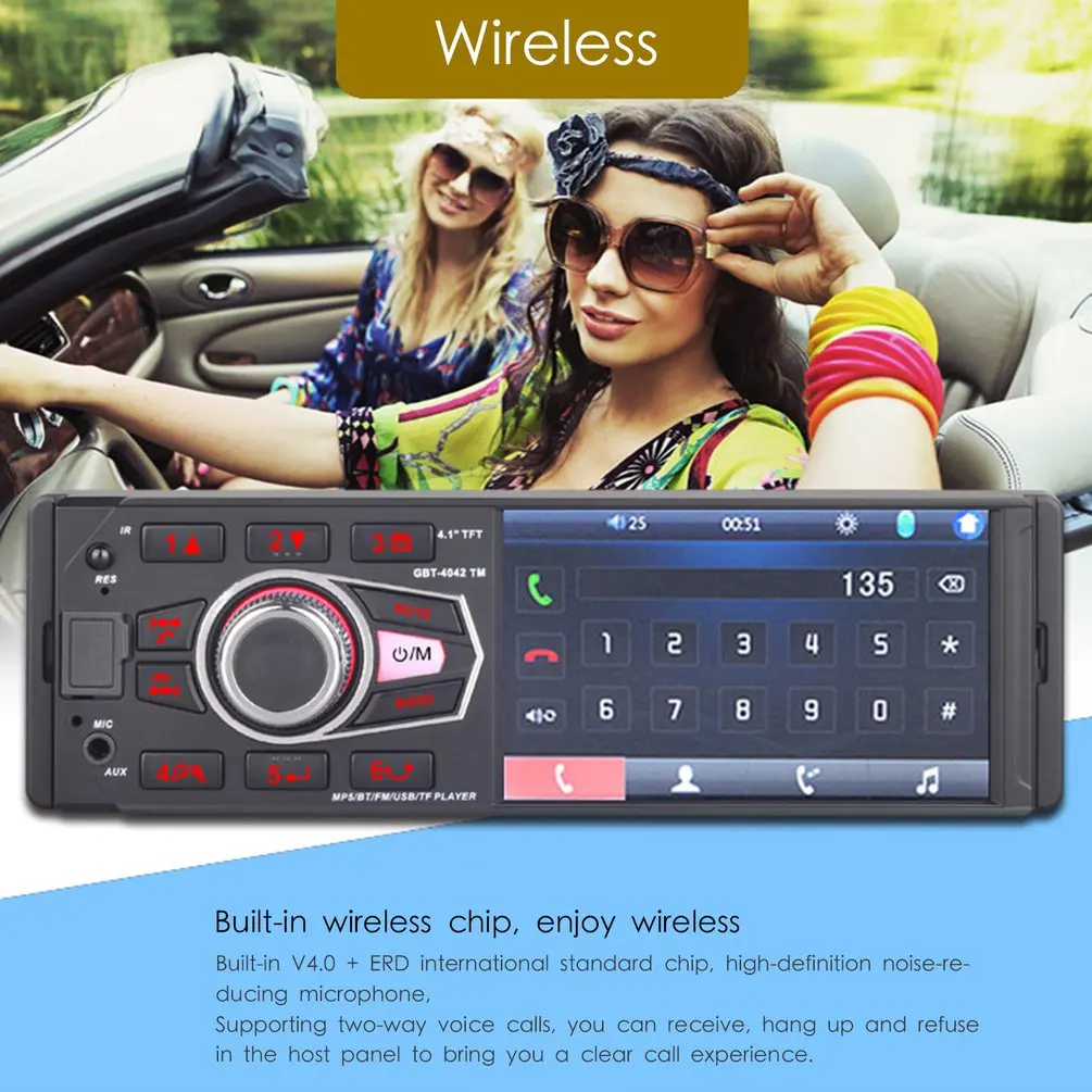 

4.1 Inch Touch Screen Car Mp5 Player Wireless Hands-Free Car Mp3 Card Radio Reversing Car Mp5 Player