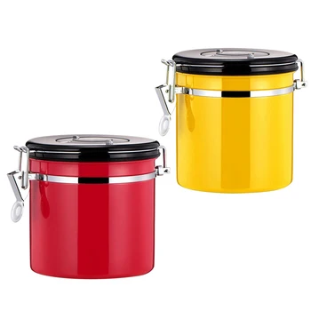 

2pcs 27oz Airtight Canister, Food Storage Container, with Airtight Lid & Locking Clamp, Stainless Steel