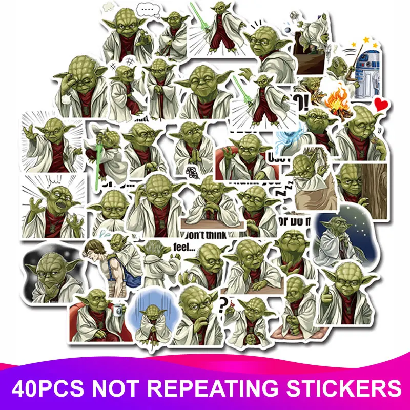 

40pcs Cartoon The Mandalorian Baby Yoda Star Wars Stickers Waterproof PVC Skateboard Luggage Motorcycle Kids Girl Toys Sticker