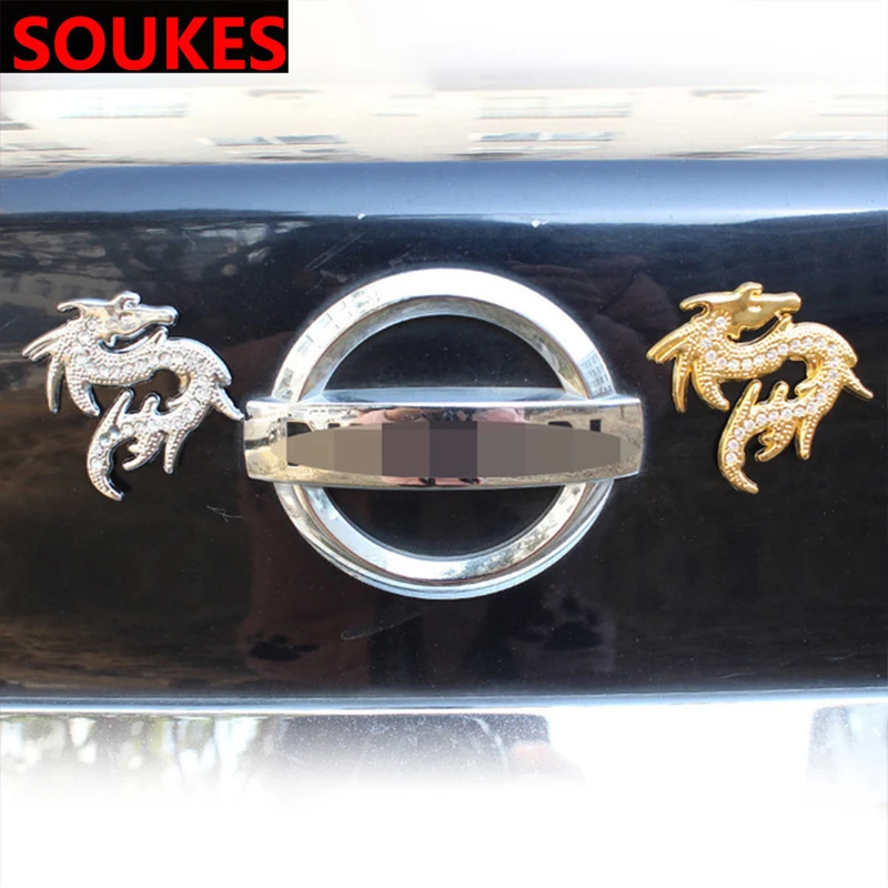 3D Metal Diamond Dragon Car Styling Sticker For Mitsubishi Lancer 10 ASX Pajero X Ford Focus 2 3 Fiesta Citroen C4 C5 C3 | Автомобили и
