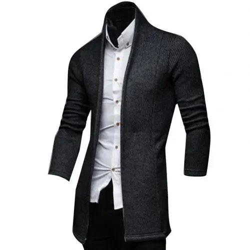 Мужской винтажный Блейзер, пальто, вязаный воротник-стойка, деловой стиль, пиджаки, повседневные куртки, Мужской приталенный пиджак, пиджак - Цвет: Dark Gray