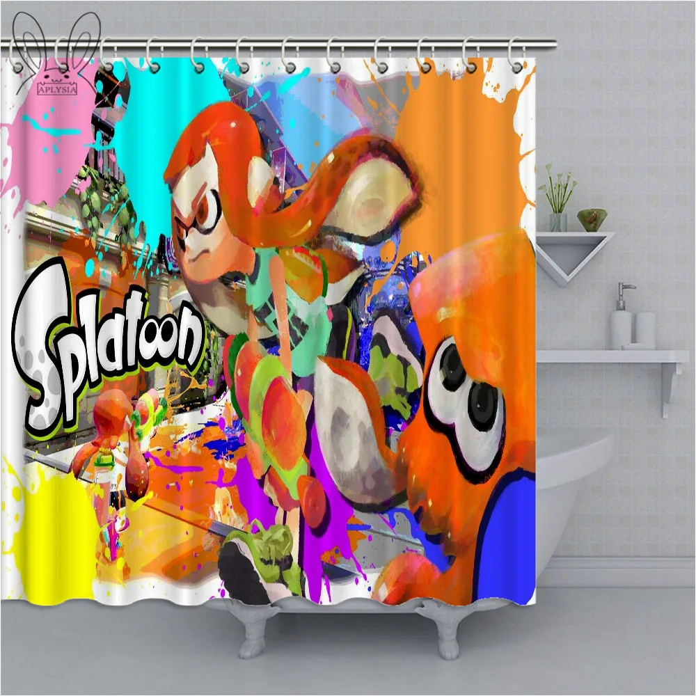 Цветная занавеска для душа aplyasia Splatoon 3D Водонепроницаемая полиэфирная ткань занавеска для душа s для декора ванной комнаты - Цвет: 73427