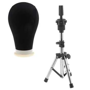 

24 ''Poly ProfessionalMannequin Canvas Block Head Wig Toupee Display W/ Clamp