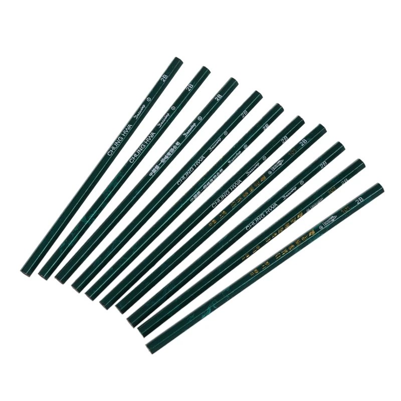 10x pencil paper hexagonal degree of hardness scale 2b for school Office Green