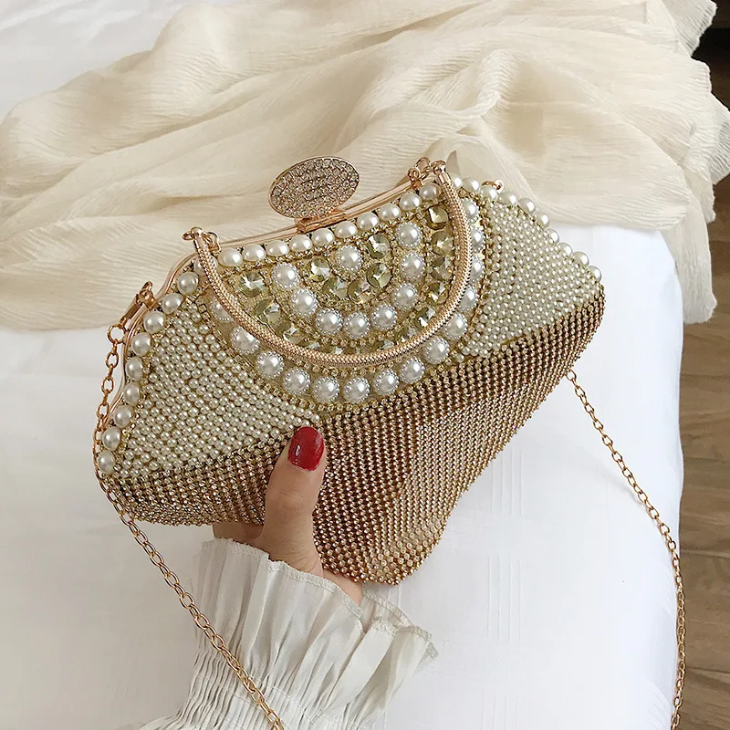 New Arrival Pearl Gold Stone Birthday Prom Handbag Woman Crystal Dinner  Party Evening Bag Elegant Wedding Bridal Diamond Purse - Evening Bags -  AliExpress