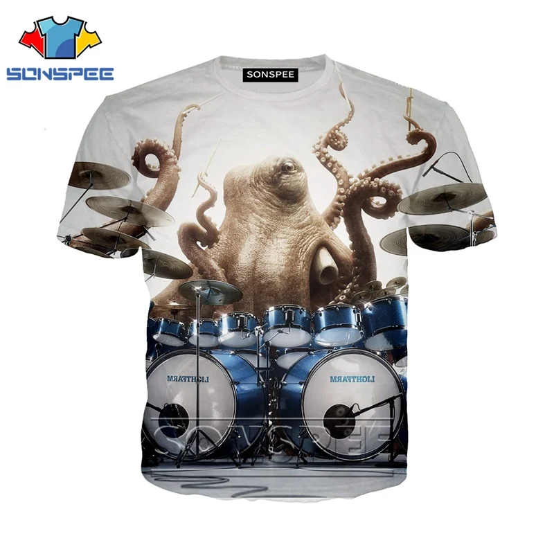 Anime 3d print funny music t shirt Men Women fashion t-shirt drum set sexy kids Harajuku top tee Funny shirts homme tshirt A48 - Цвет: 16