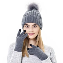 

Winter knitted Beanies Hats Women Thick Warm Beanie Skullies Hat Female Bonnet Beanie Caps Outdoor Riding Sets Solid