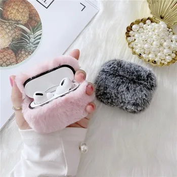 

Warm Cute Fluffy Fur Case For Apple Airpods Pro Cover Silicone Headphones Case Box For Air pods Pro/2/1 Cartoon Earphone Case