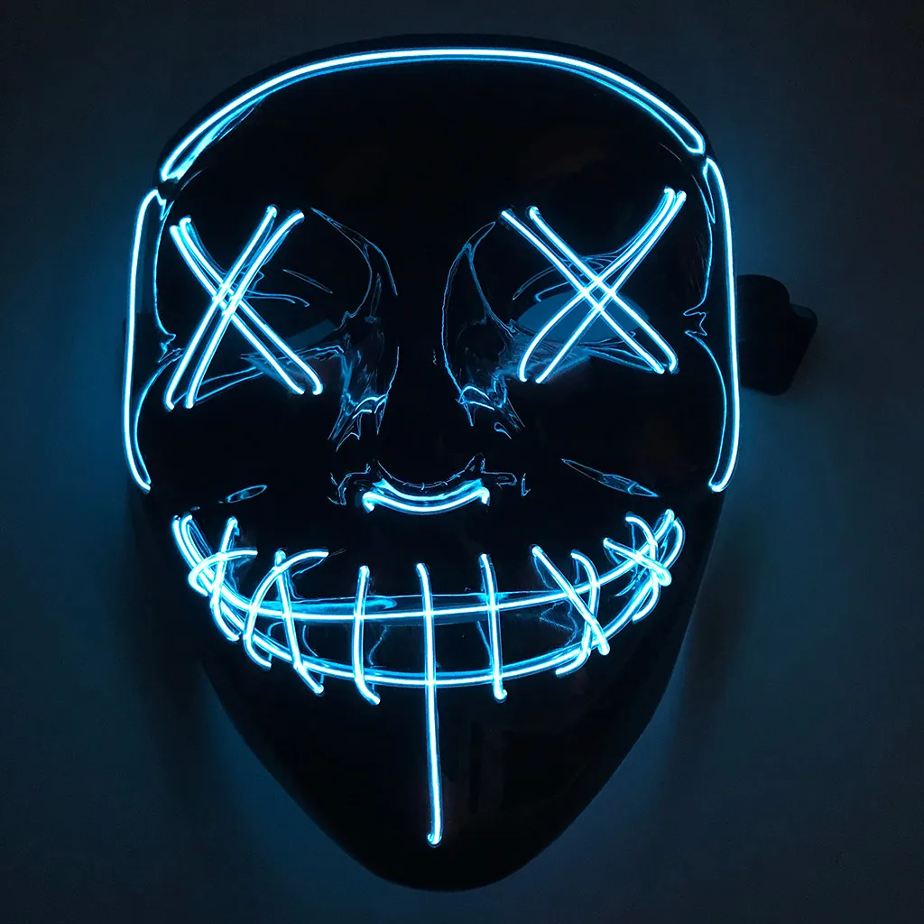 Светодиодный маска на Хэллоуин, маска для чистки, тушь для ресниц, костюм, DJ, вечерние светильник, светящиеся в темноте, 5 цветов на выбор, 829 - Цвет: A