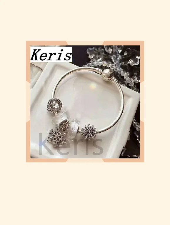 

High Quality Reprint 100% 1:1 925 Pure Silver Bubble Glass Beads Snowflake String Bracelet First Choice For Gift Free Package