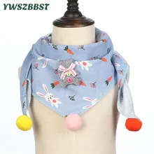 Новинка; сезон осень-зима; треугольный шарф для маленьких девочек; Весенняя шаль с кроликом для маленьких мальчиков; Детские хлопковые воротники; теплый детский шейный платок