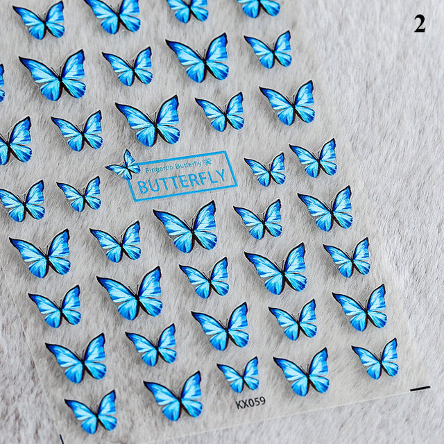 Craft Sticker 5D Nail Art Sticker Ultra-thin Butterfly Nail Art Decoration Sticker Self Adhesive Blue Butterfly Nail Sticker