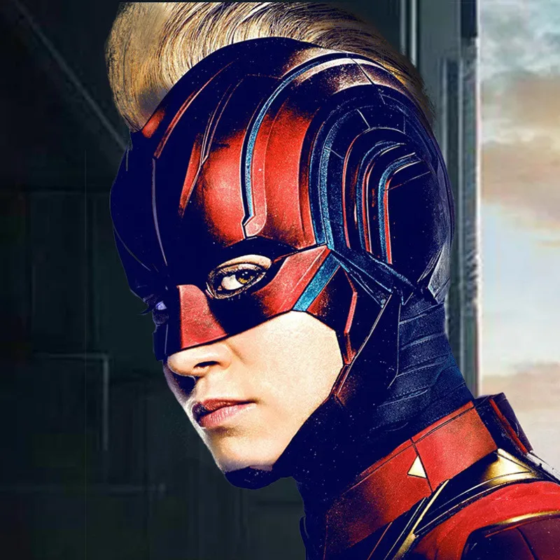 Марвел Капитан Carol Danvers Супергерой маска для женщин Косплей Маска Спандекс с париком Хэллоуин вечерние реквизит