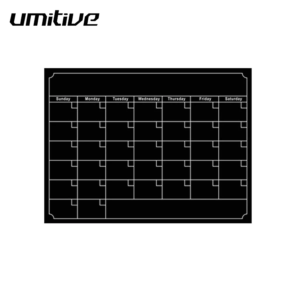 Umitive 1pcs Magnetic Dry Erase Fridge Calendar White Black Board Memo List To Do List Monthly Daily Planner Organizer 2019