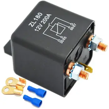 

12V 200A Relay Car Truck Engine Automobile Boat Car Starter Heavy Duty Split Charging ZL180 with 2 Pin Footprint + 2 Terminal -