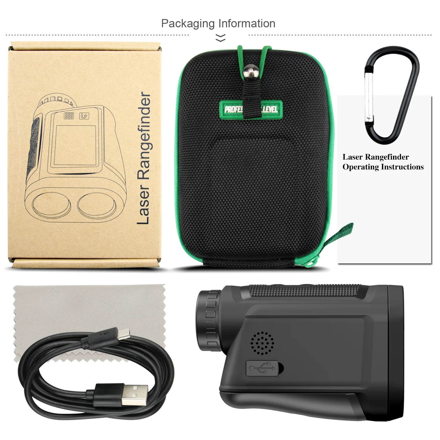 LCD Laser Rangefinder Telescope Hunting Outdoor Golf Voice Caddy Tape Measure Range Finder Case Roulette