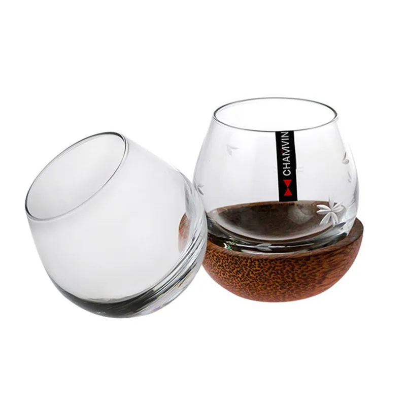 Japanese Style Whisky Cup Creative Wine Glass with Wooden Tray Whiskey Rum Glassware For Bar Household Party Crystal Liquor Mug | Дом и сад