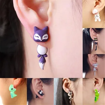 Cute Animal Female Creative Handmade Earrings Polymer Clay Dinosaur Dog Cat Earrings Party Jewelry For Women Girls