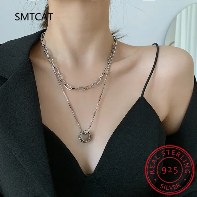 925 Sterling Silver Double Layer Circle 