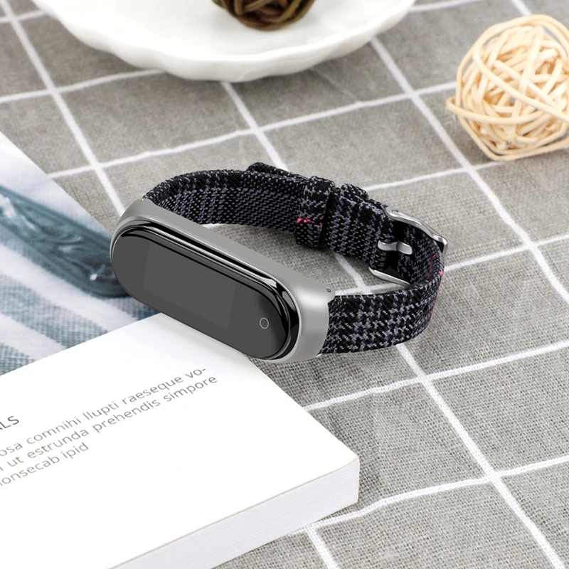 Браслет mi Band 4, металлический, нержавеющая сталь+ холст, универсальный, для Xiaomi mi, ремешок 3/4, браслет mi Band 4, напульсники mi band 4
