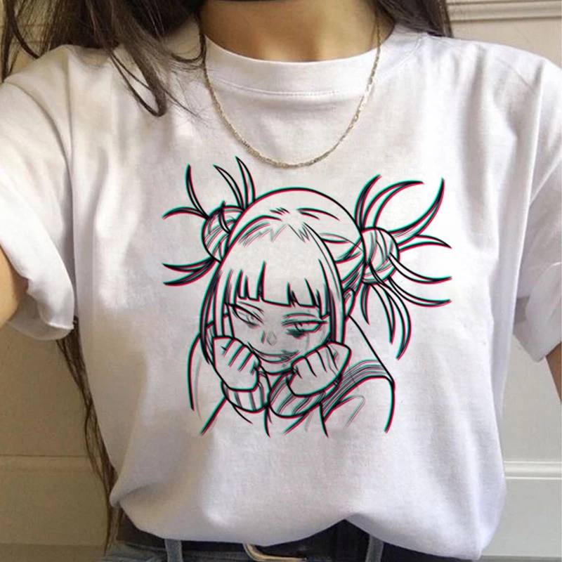 New Ahegao Harajuku Graphic T Shirt Women My Hero Academia Anime Senpai T-shirt Hentai Himiko Toga Tshirt Graphic Top Tee Female