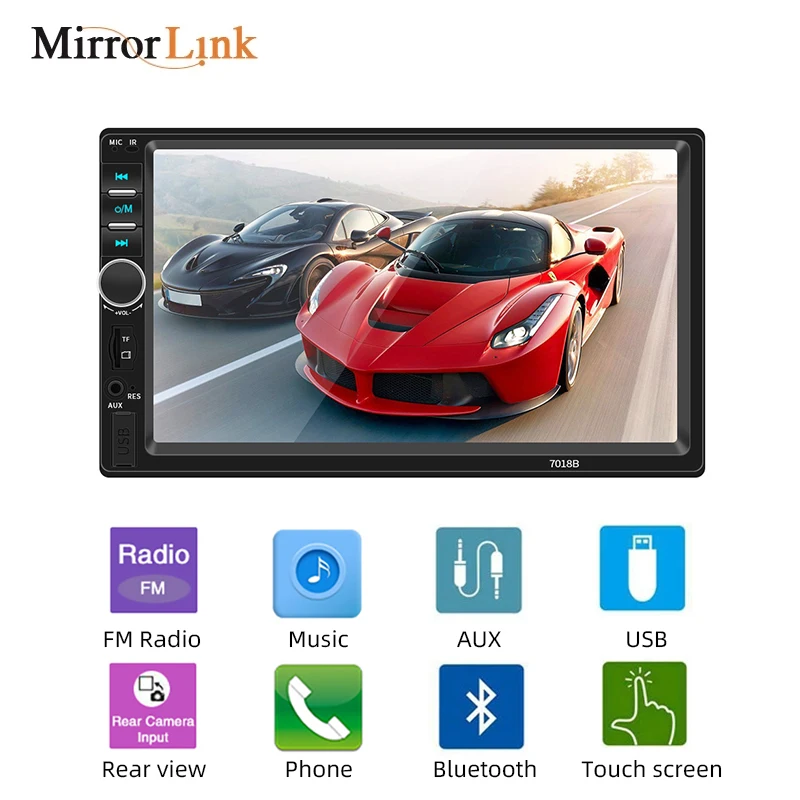Автомагнитола 2 Din FM SD USB Bluetooth Mirrorlink 7010B/7012B/7018B 7-дюймовый сенсорный экран HD стерео