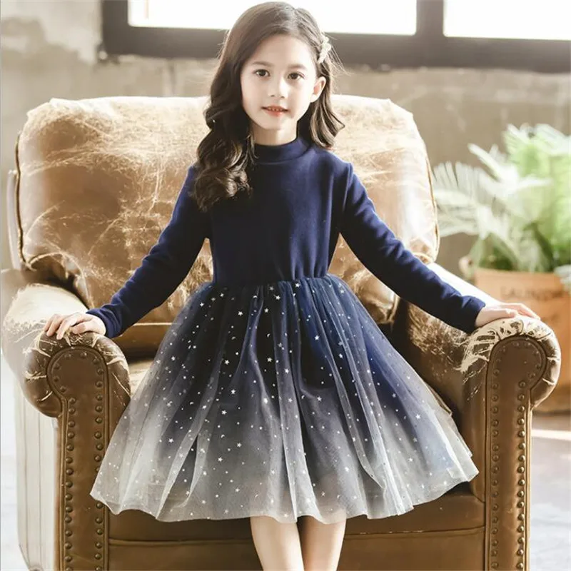 

Kids Tutu Dress Winter Girls Clothes Princess Long Sleeve Thick Warm Christmas Dresses for Children 4 5 6 7 8 9 Years