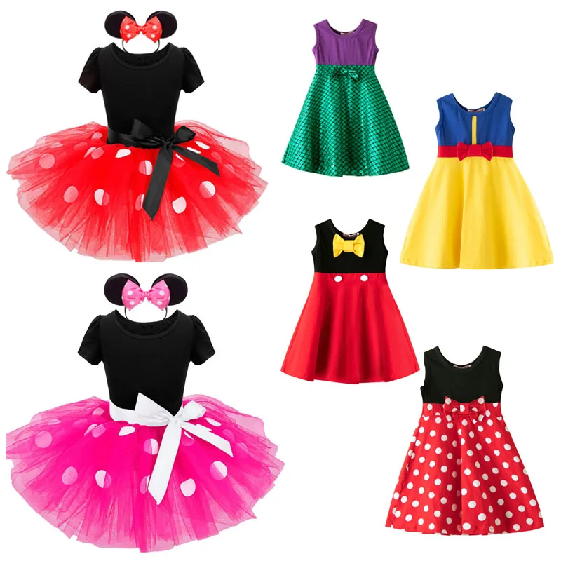 Одежда для маленьких девочек в стиле Дисней; Детские платья для девочек; детская одежда для костюмированной вечеринки; платья принцессы с Минни; новая модная одежда для маленьких девочек