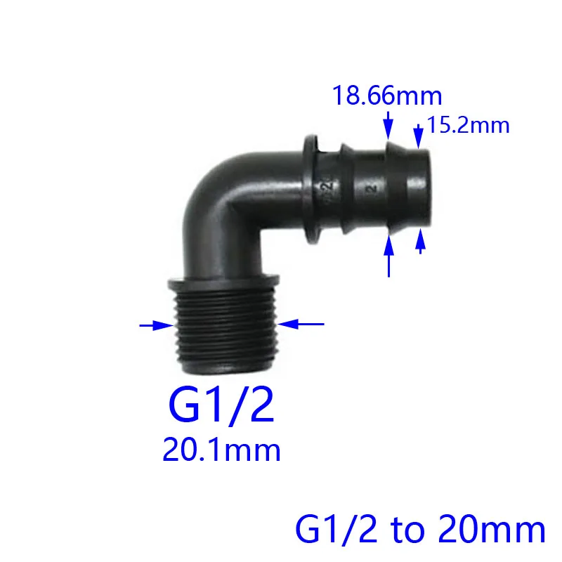 Штекерный 1/" 3/4" до 16 мм/20 мм/25 мм шланг локоть разъем 1/2 3/4 90 градусов гибки соединений для DN10 DN15 DN20 5 шт - Цвет: 1I2 TO 20