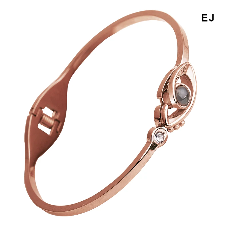 bracelet EJ Воспоминания о романтической любви свадебное ожерелье розовое золото и серебро 100 языков I love you проекция кулон коробка подарок на день Святого Валентина - Окраска металла: bracelet EJ