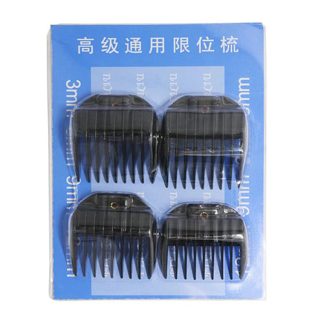 4 Pcs/set 3/6/9/12mm Universal Hair Clipper Trimmer Limit Guide Combs Attachment Size Replacement Set for Hair Beard Trimming 