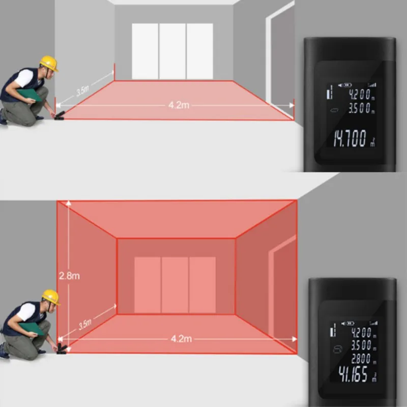 Черный 40 м ручной Мини ЖК цифровой лазерный дальномер измерительный дальномер красный светильник лазерный дальномер с подсветкой светильник