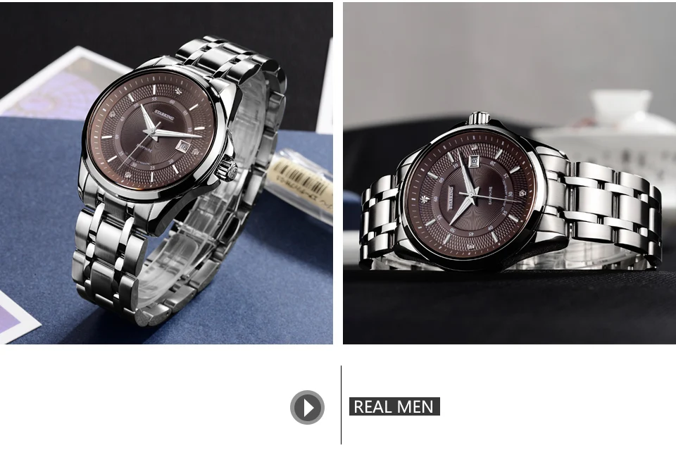 STARKING Top Brand Luxury Men's Watch Rerto Design Automatic Self-wind Stainless Steel WristWatch Waterproof relogio masculino