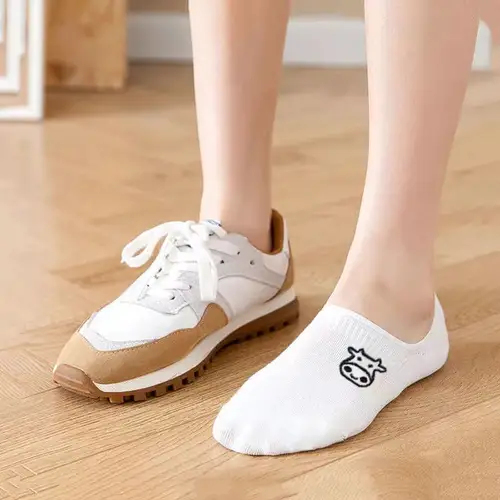 토끼 암소 심장 동물 양말 면화 캐주얼 따뜻한 양말 10 개 = 5 쌍/묶음, 스트리트웨어 귀여운 재미 있는 양말 짧은 해피 발목 3