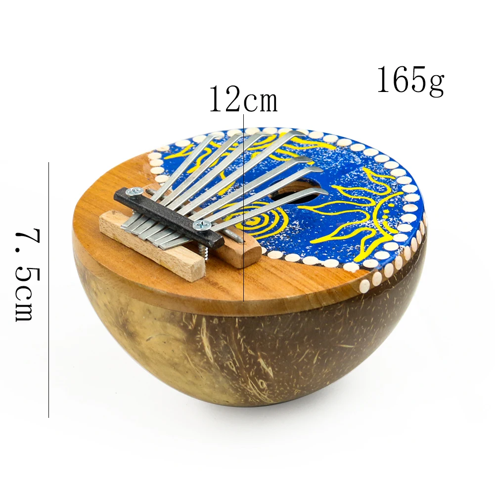 7 Keys Kalimba Thumb Piano Natural Coconut Shell Creative Colorful Painted Body Beginner Playing Musical Instrument Child Gifts